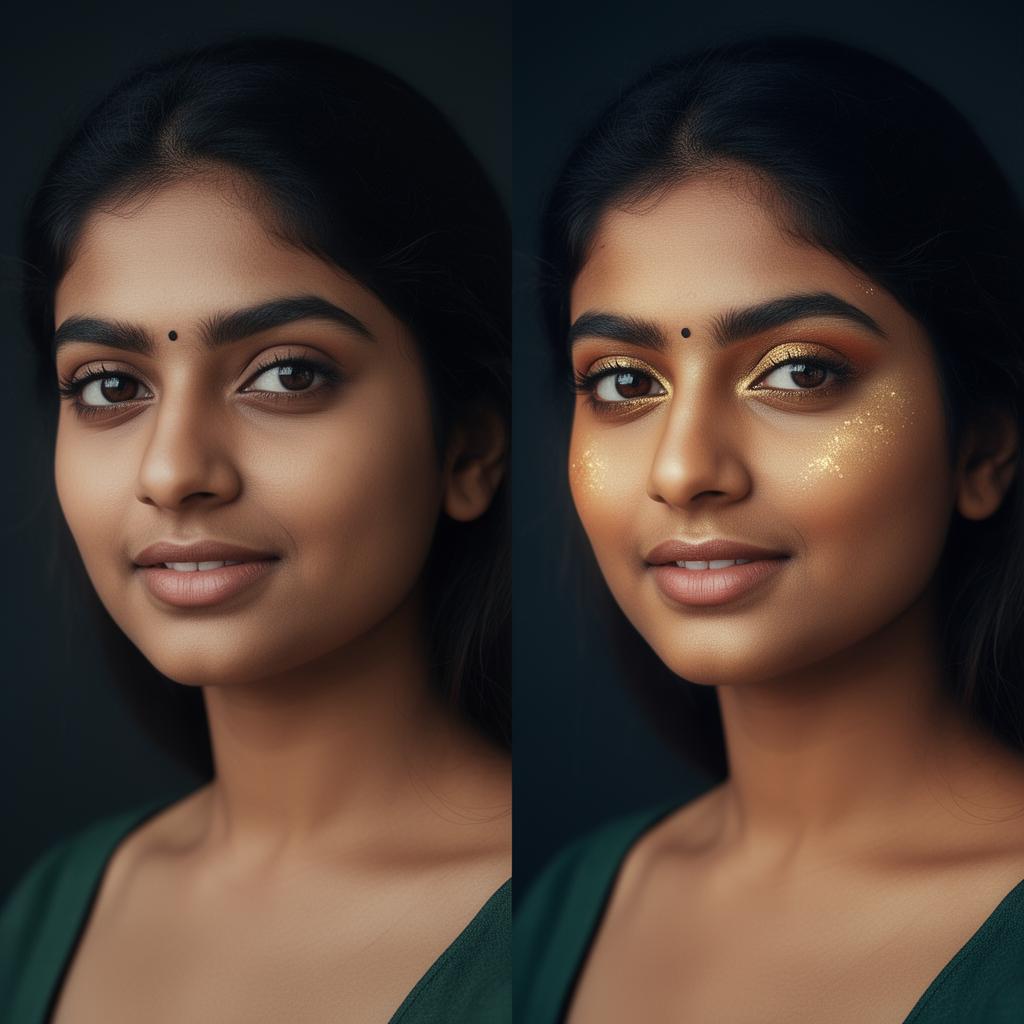 Before and after AI beauty transformation