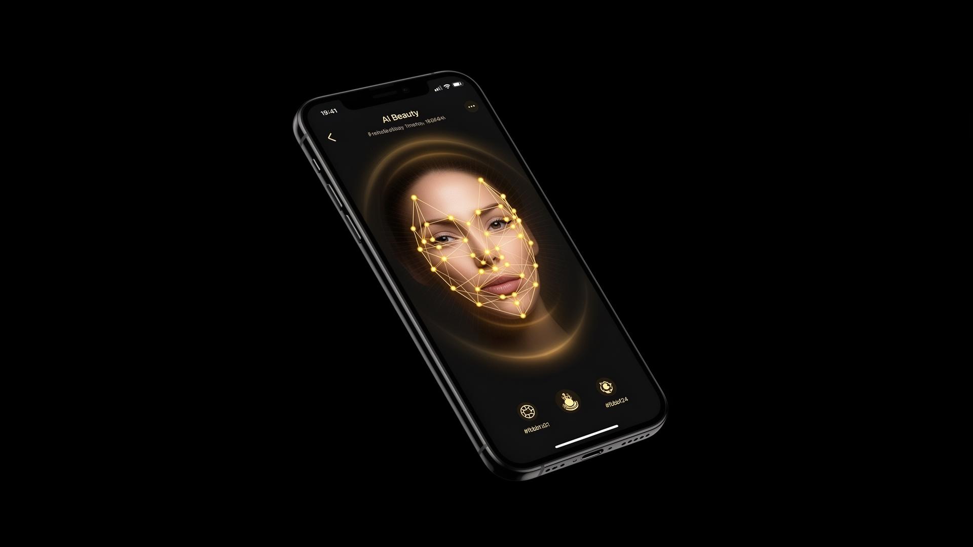 Saundarya AI face-scanning interface on a smartphone